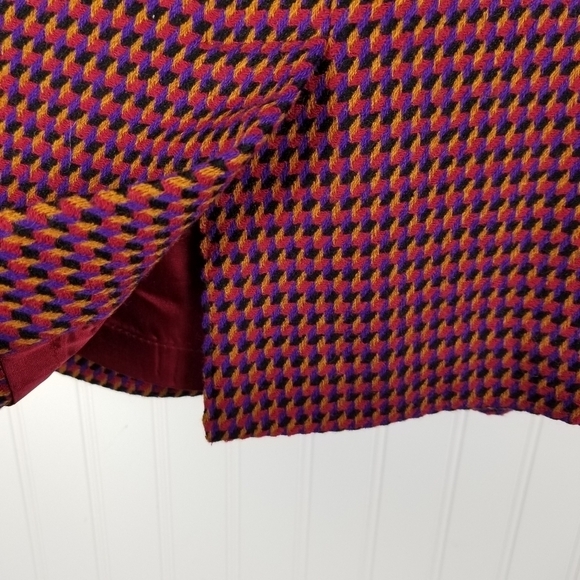 Evan Picone Women Wool Midi Pencil Skirt Vtg Size 12 Red Purple Artsy Secretary - Picture 5 of 11